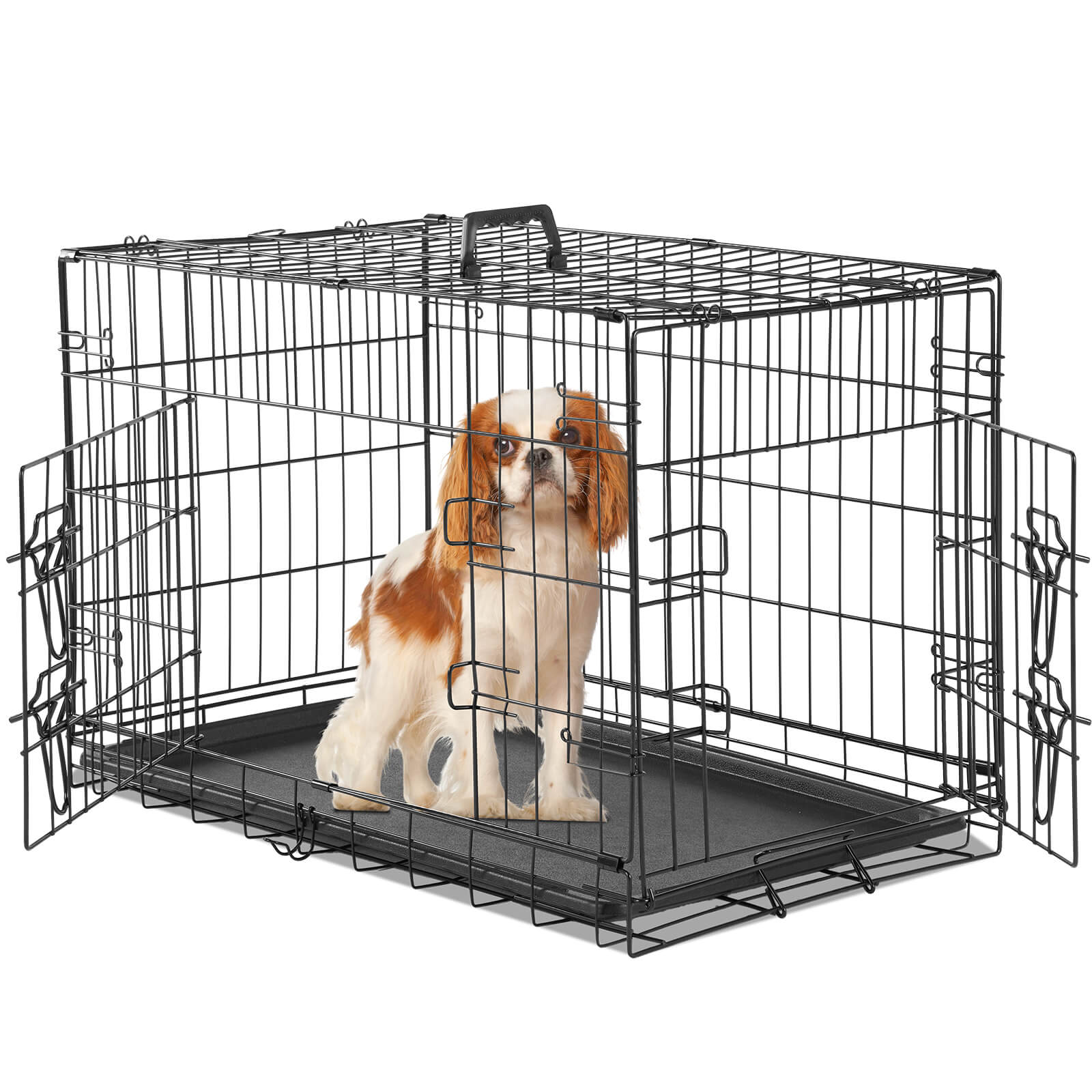 Foldable Double Door Dog Crate with Divider