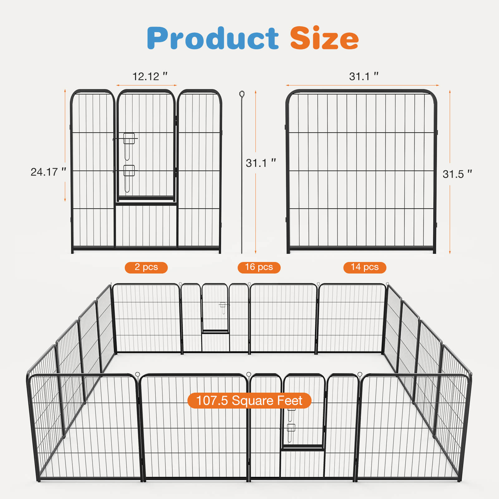 Collapsible Metal Dog Playpen Fence