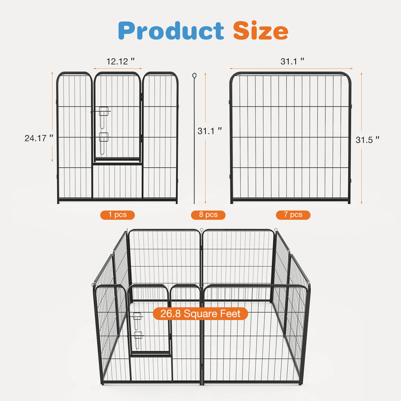 Collapsible Metal Dog Playpen Fence