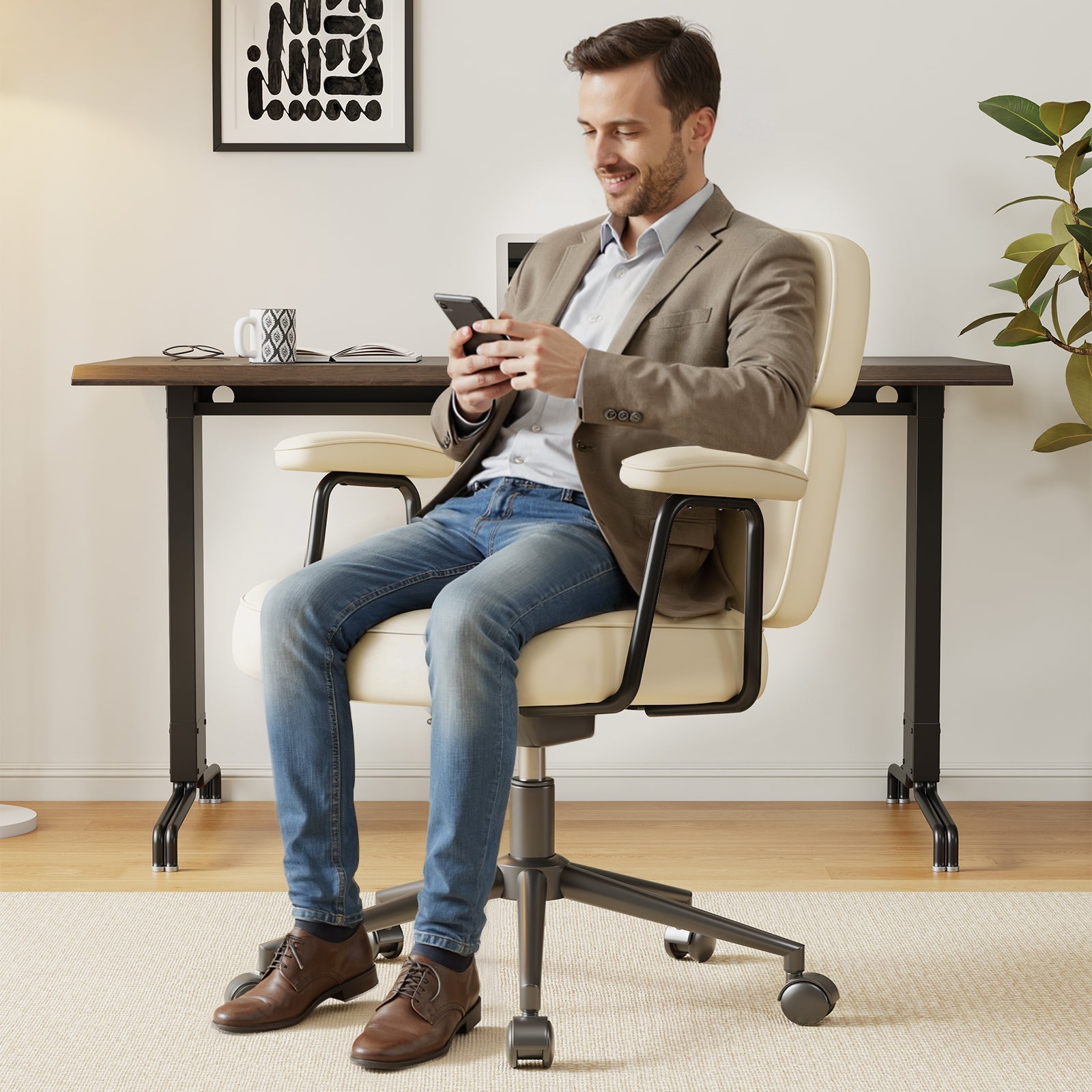 Ergonomic PU Upholstered Office Chair