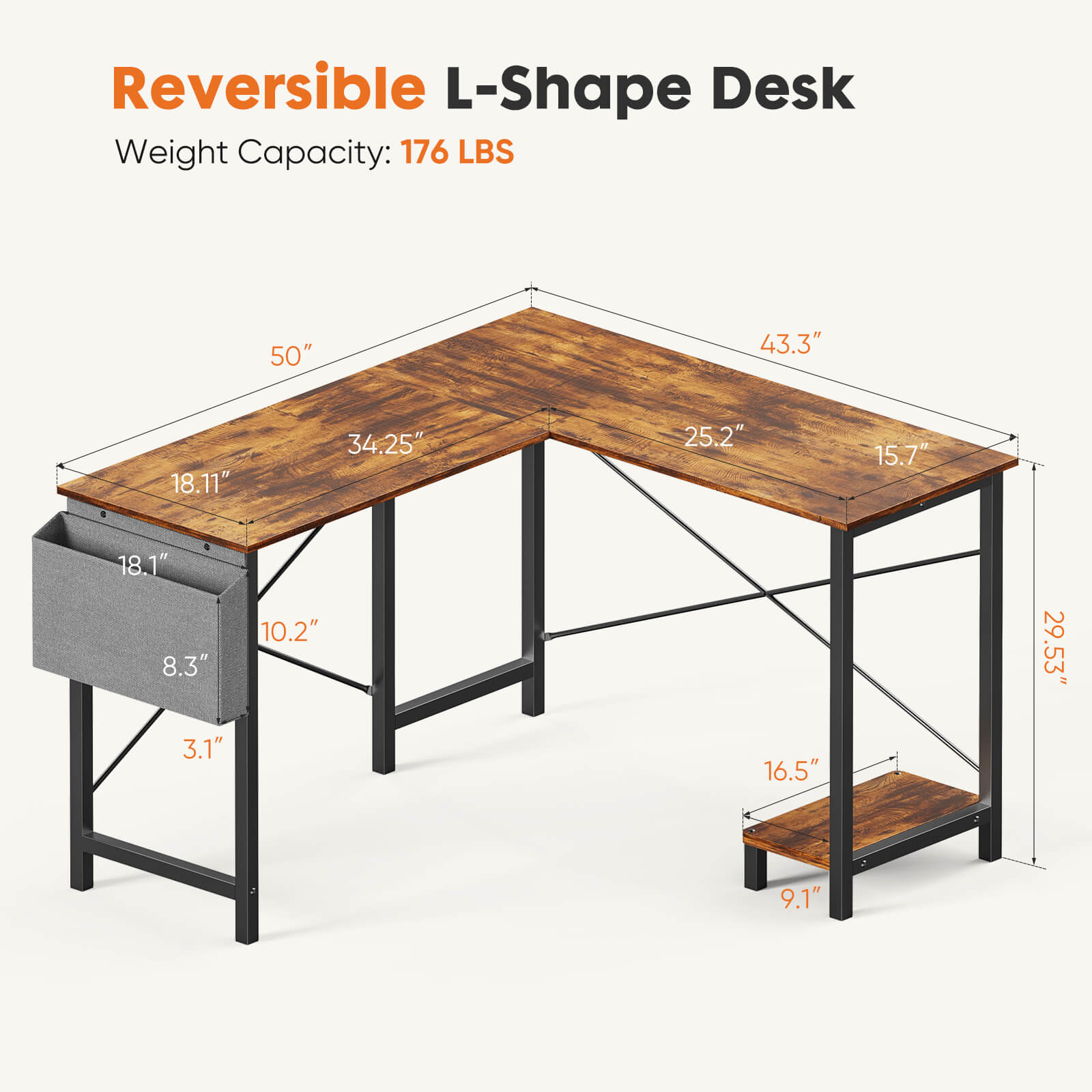 L-Shaped Wood Top Gaming Desk