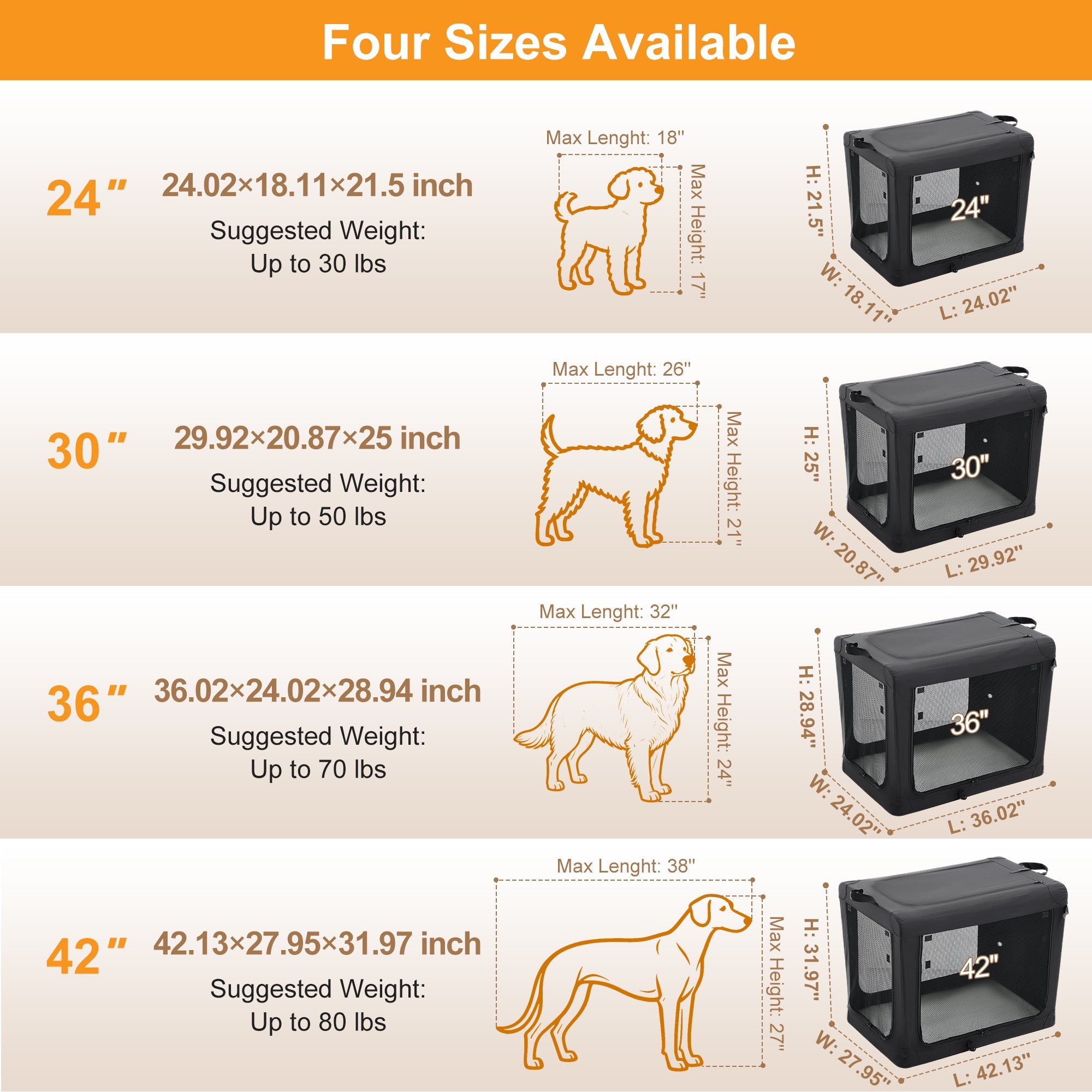 Foldable Soft-Sided Dog Crate with Mesh
