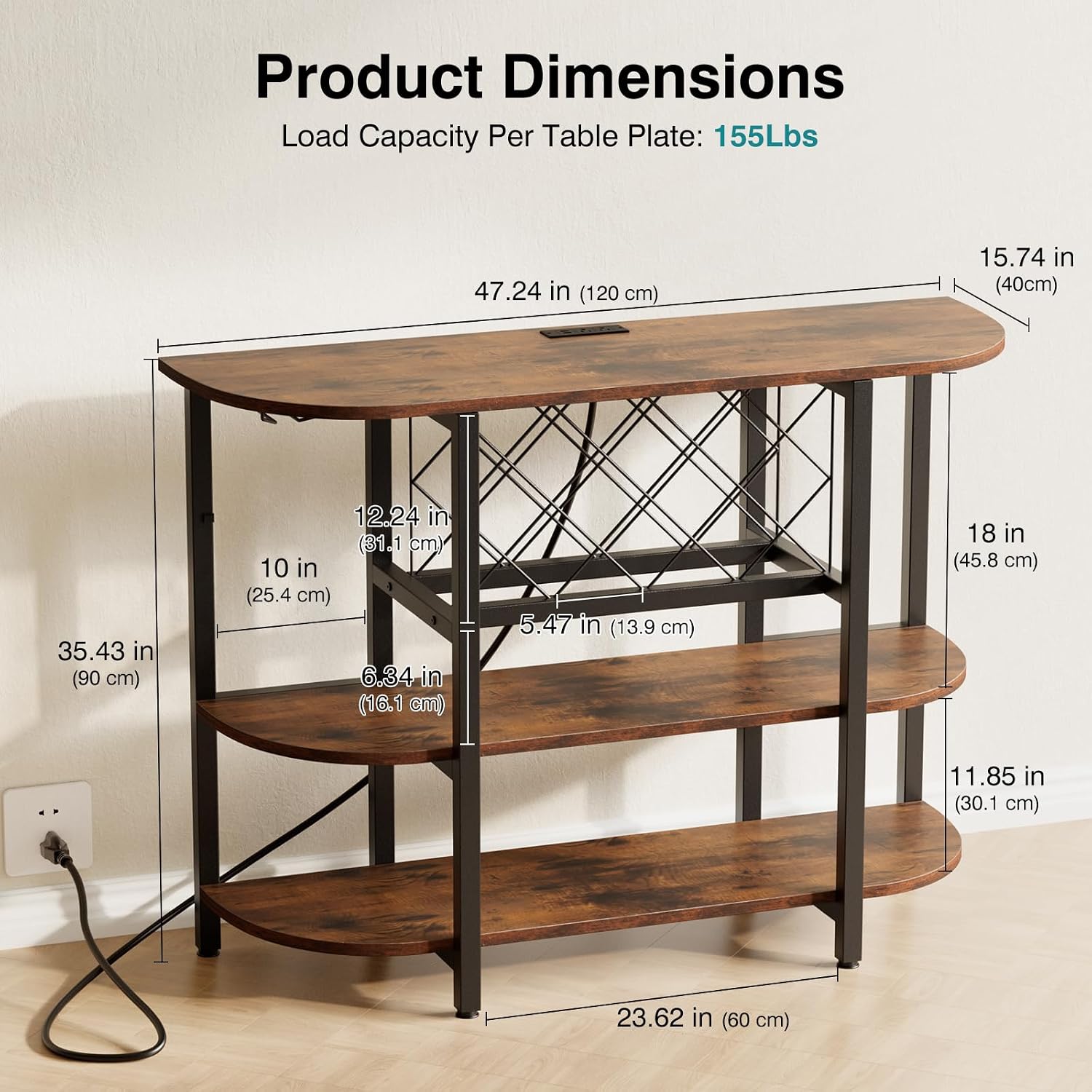 LED Bar Cabinet with Sliding Metal Doors – Home Wine Storage Cart