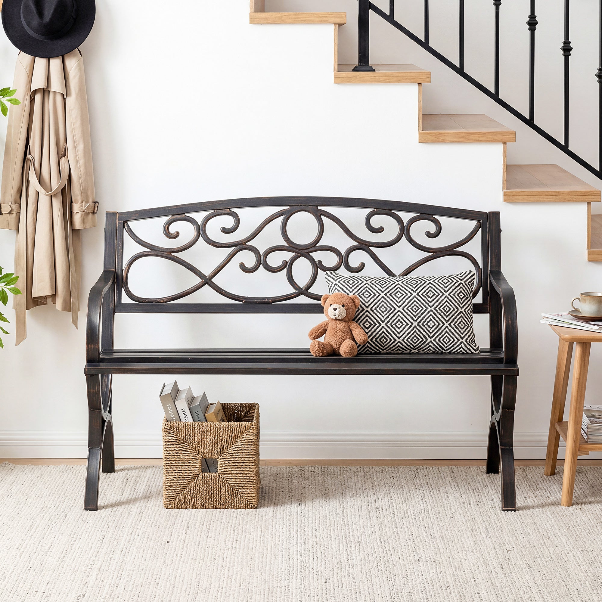 50" Metal Outdoor Park Bench