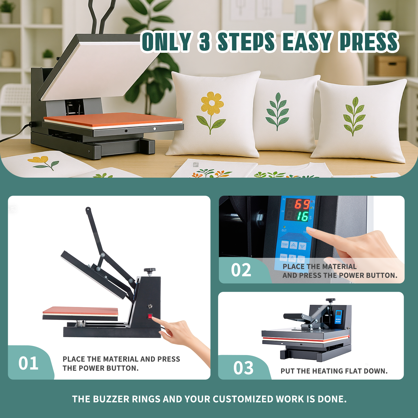 15x15 inch 1200W Heat Press Machine
