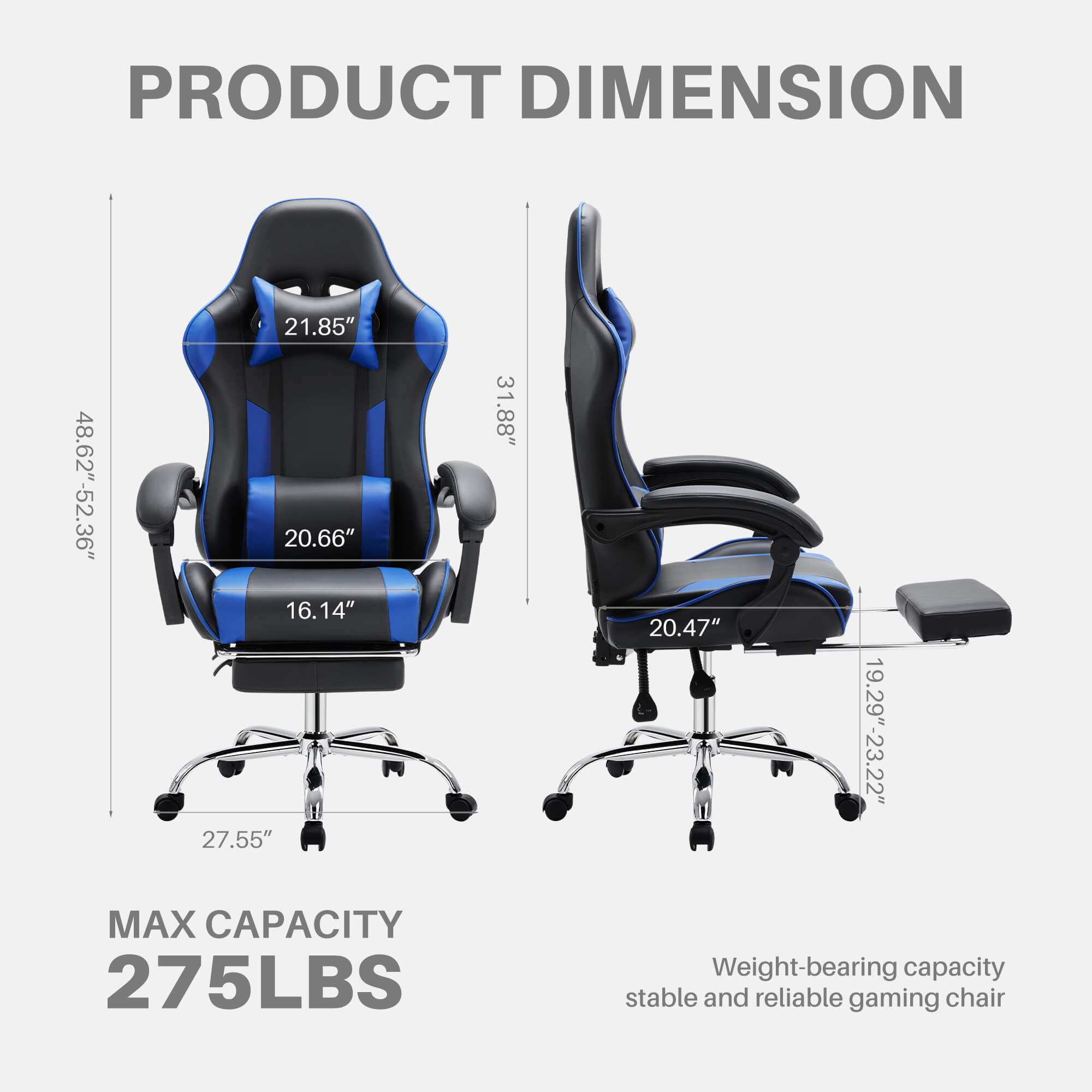 Gaming Chair with Footrest and Lumbar Support
