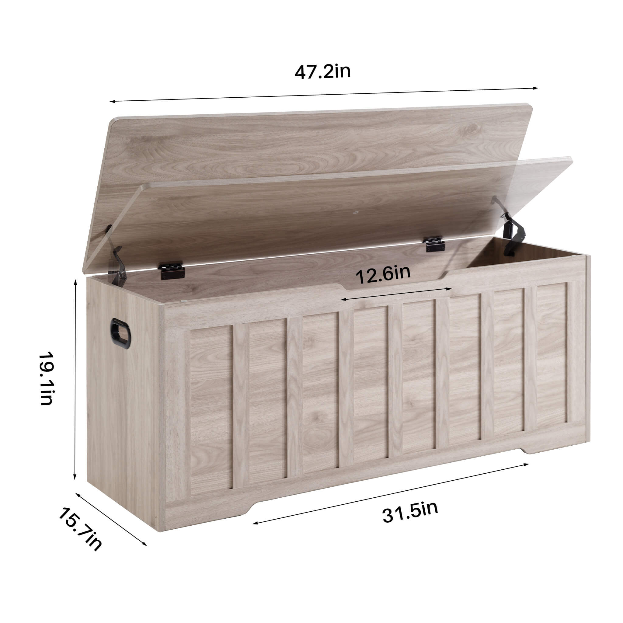 47" Storage Bench with Soft-Close Lid – Farmhouse Entryway Bench with Storage for Bedroom