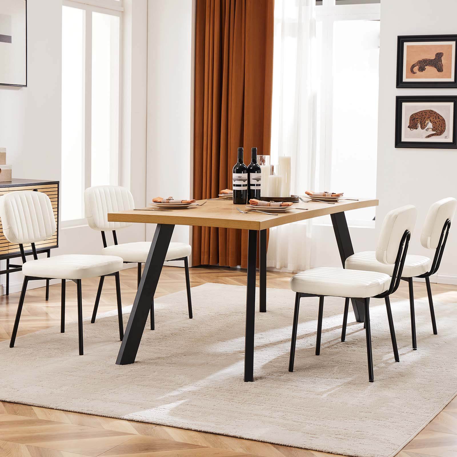 Modern Faux Leather Dining Chairs Set of 2