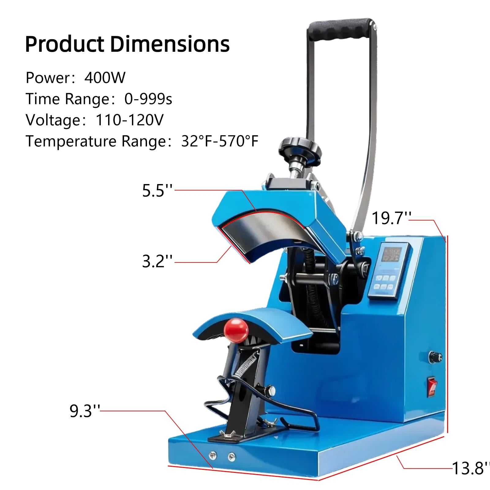 Hat Cap Heat Press 3.2×5.5 Inch