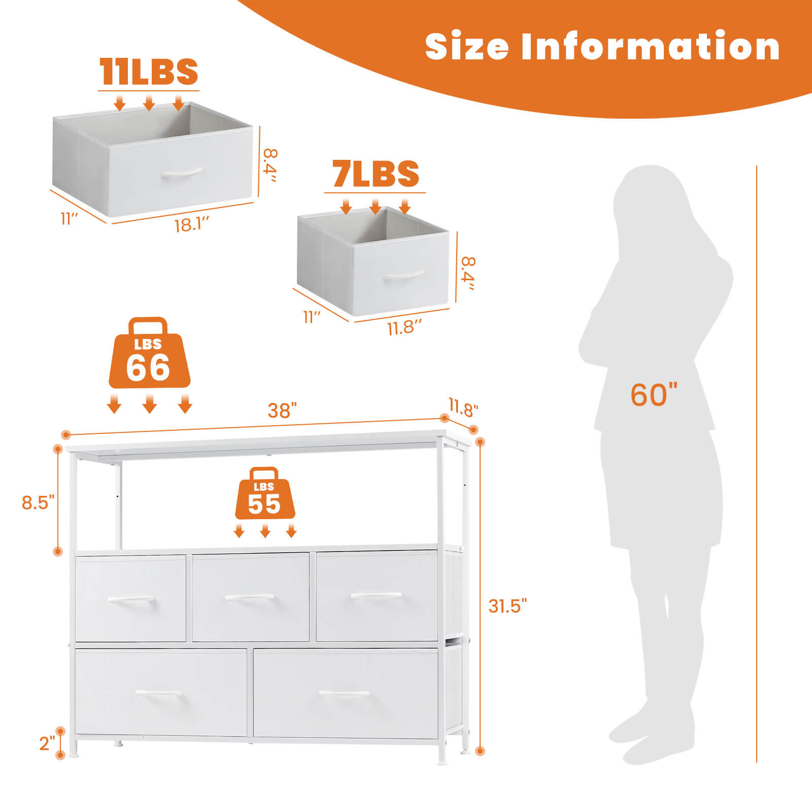 5-Drawer Open Storage TV Stand