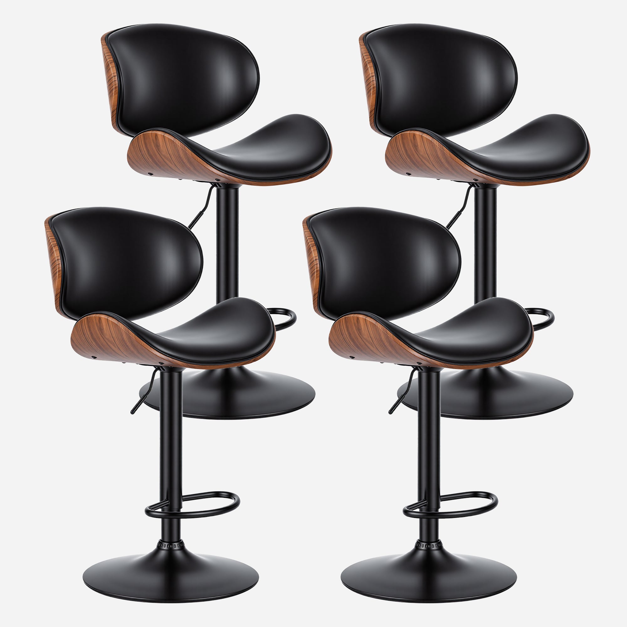 Adjustable Swivel PU Leather Bar Stools Set of 2