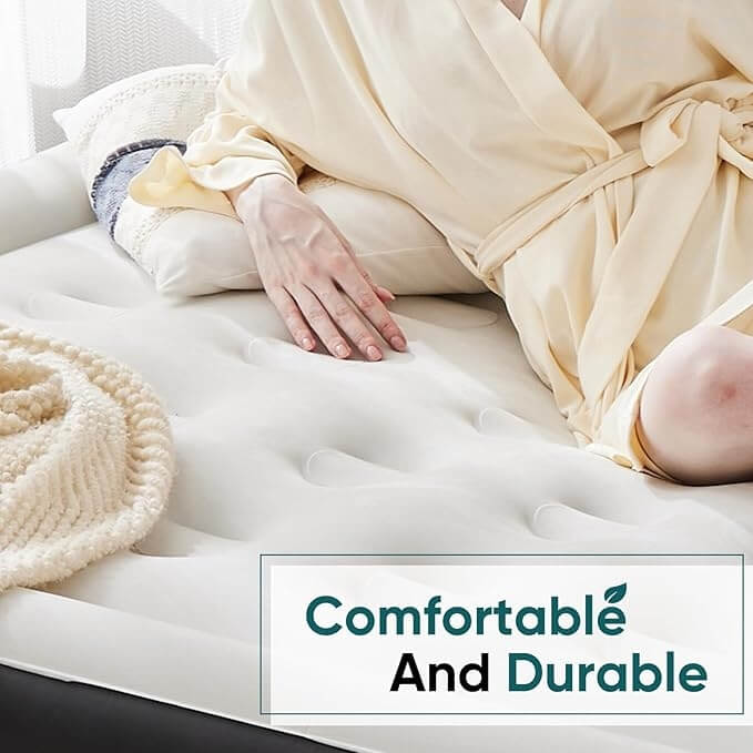 Warebay 16"～22" Queen Air Mattress with Pump, 660lb Capacity Inflatable Blow Up Bed for Home Guest