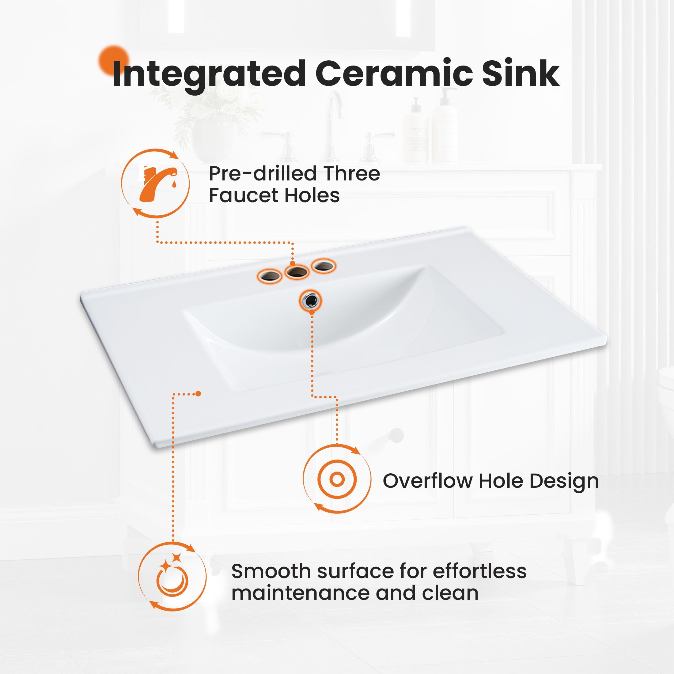 24-Inch Natural Wood Bathroom Vanity with Sink