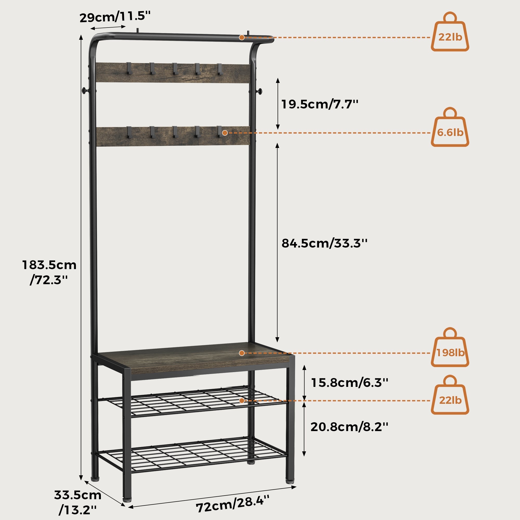 Modern Entryway Hall Tree with Bench