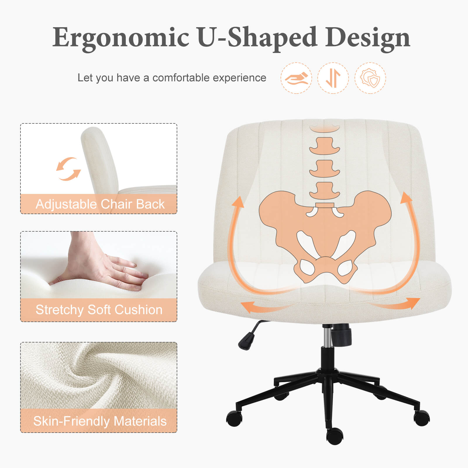 Armless Adjustable Plank Office Chair