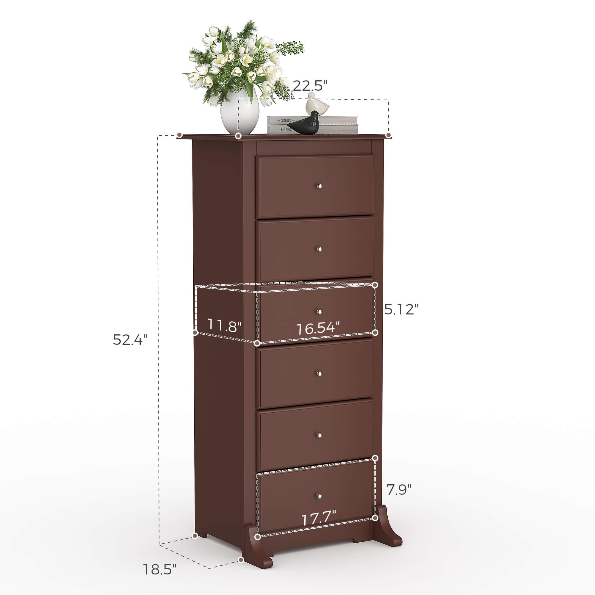Tall 6-Drawer Wood-Grain Dresser