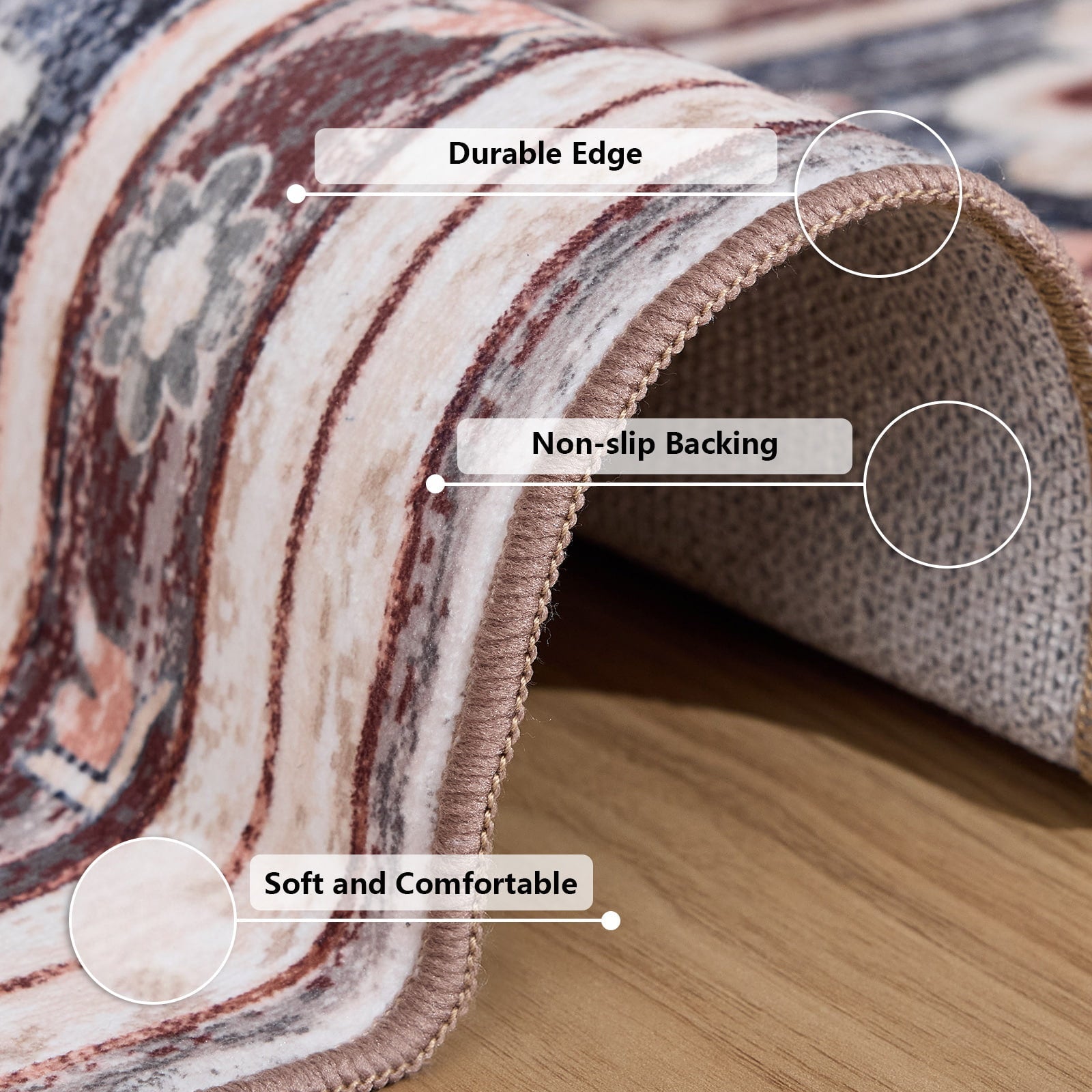 Washable Low-Pile Polyester Area Rug