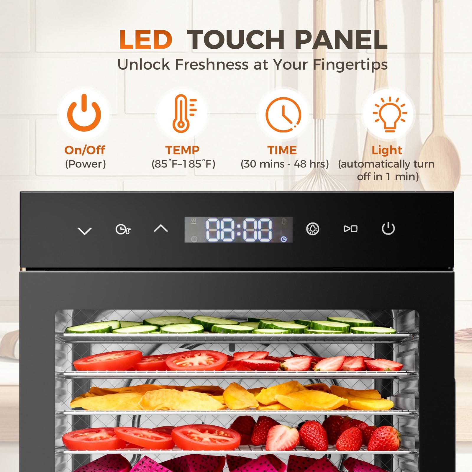 8-Tray Stainless Steel Food Dehydrator