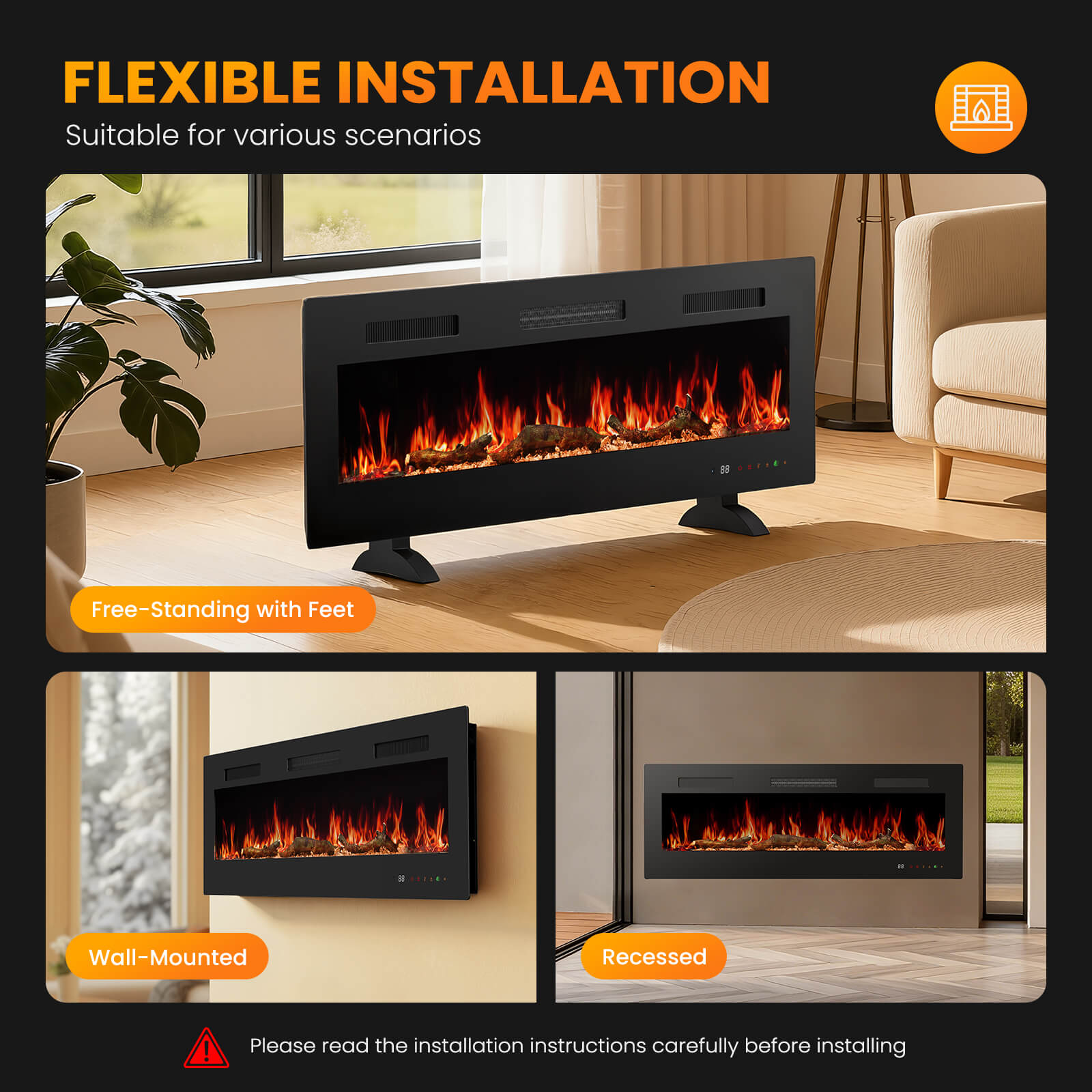 FlexHearth Smart Electric Fireplace