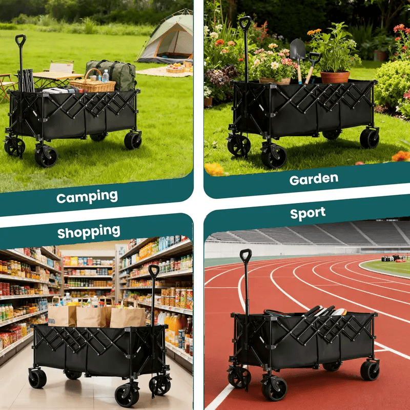 Warebay 440 lbs Heavy-Duty Collapsible Wagon Cart for Camping