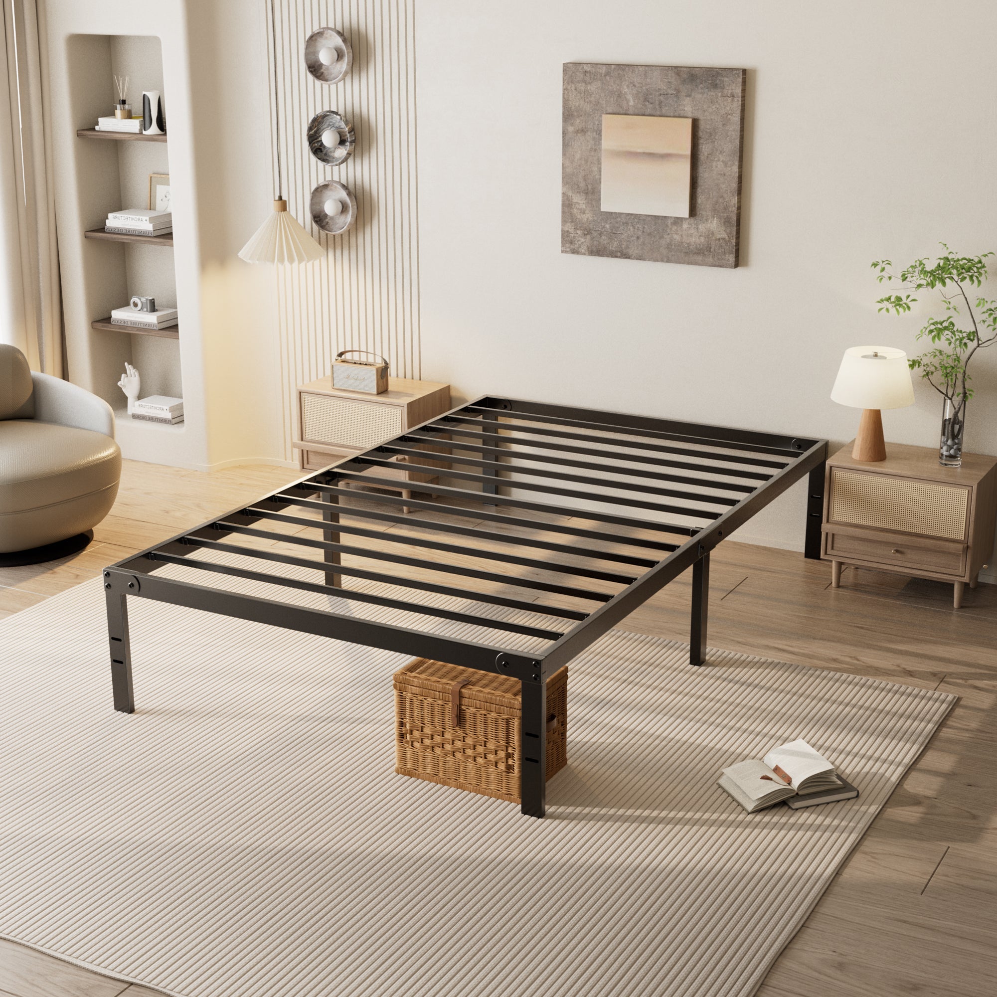 Heavy Duty Steel Bed Frame with Storage