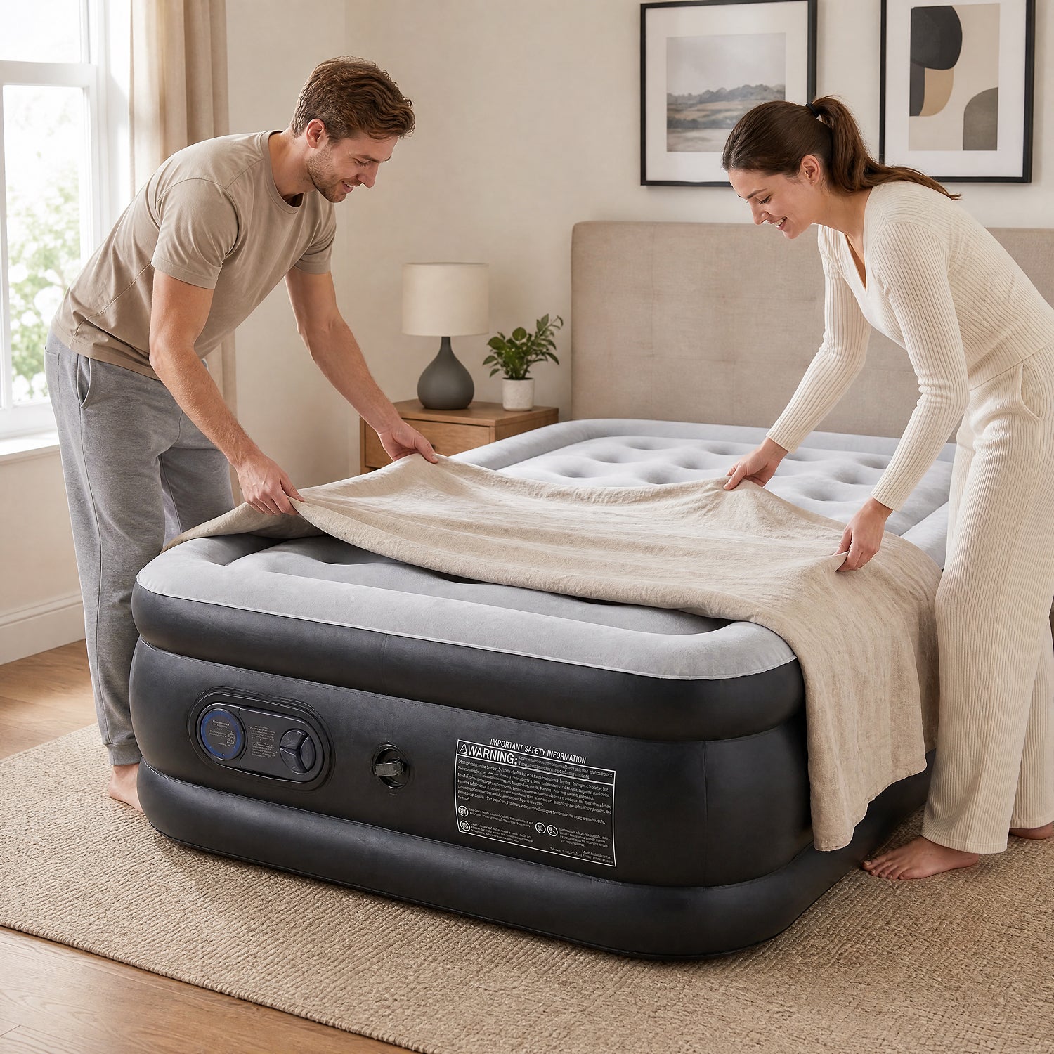 Warebay 16"-22" Queen Air Mattress with Pump (660lb Capacity)