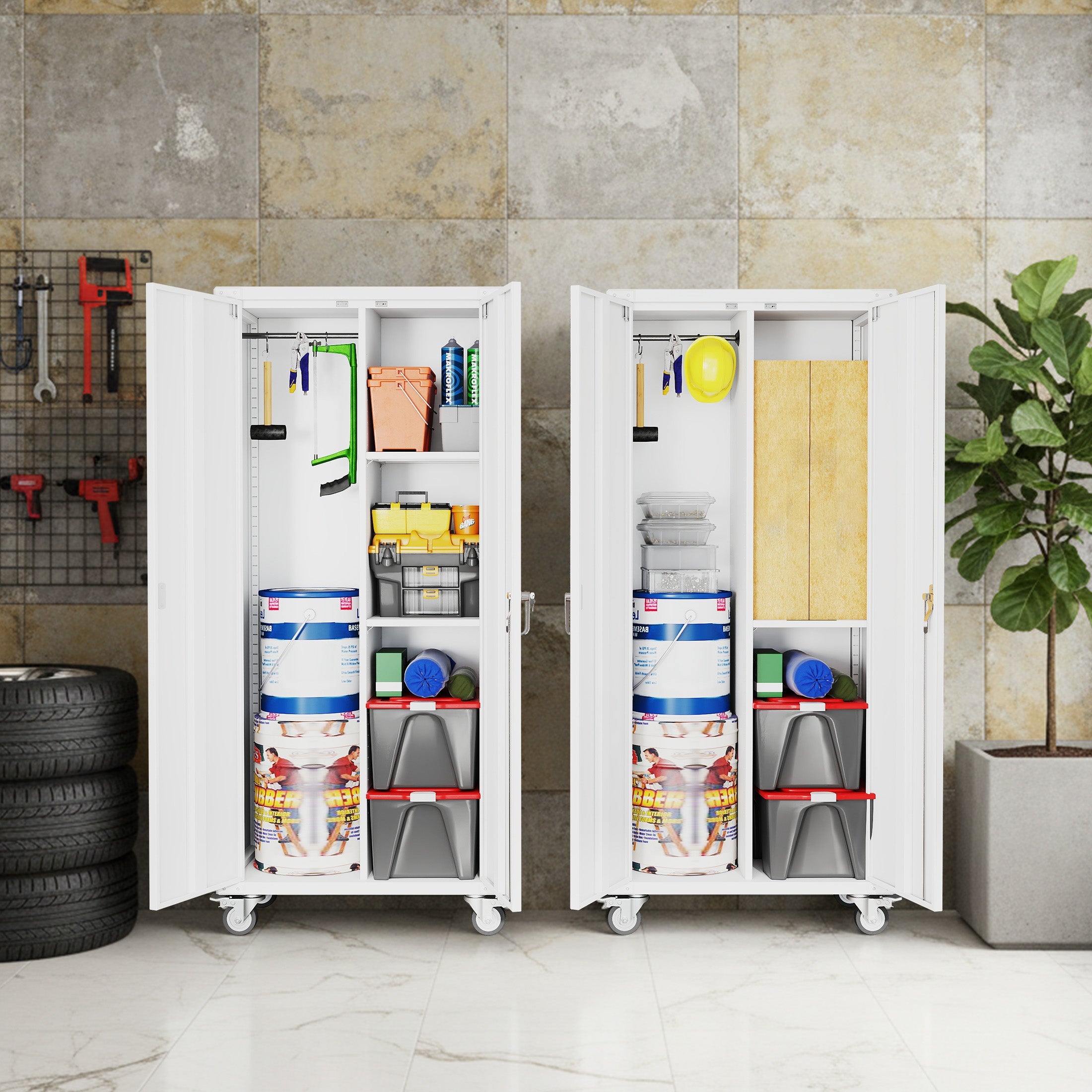 Lockable Steel Storage Cabinet with Wheels