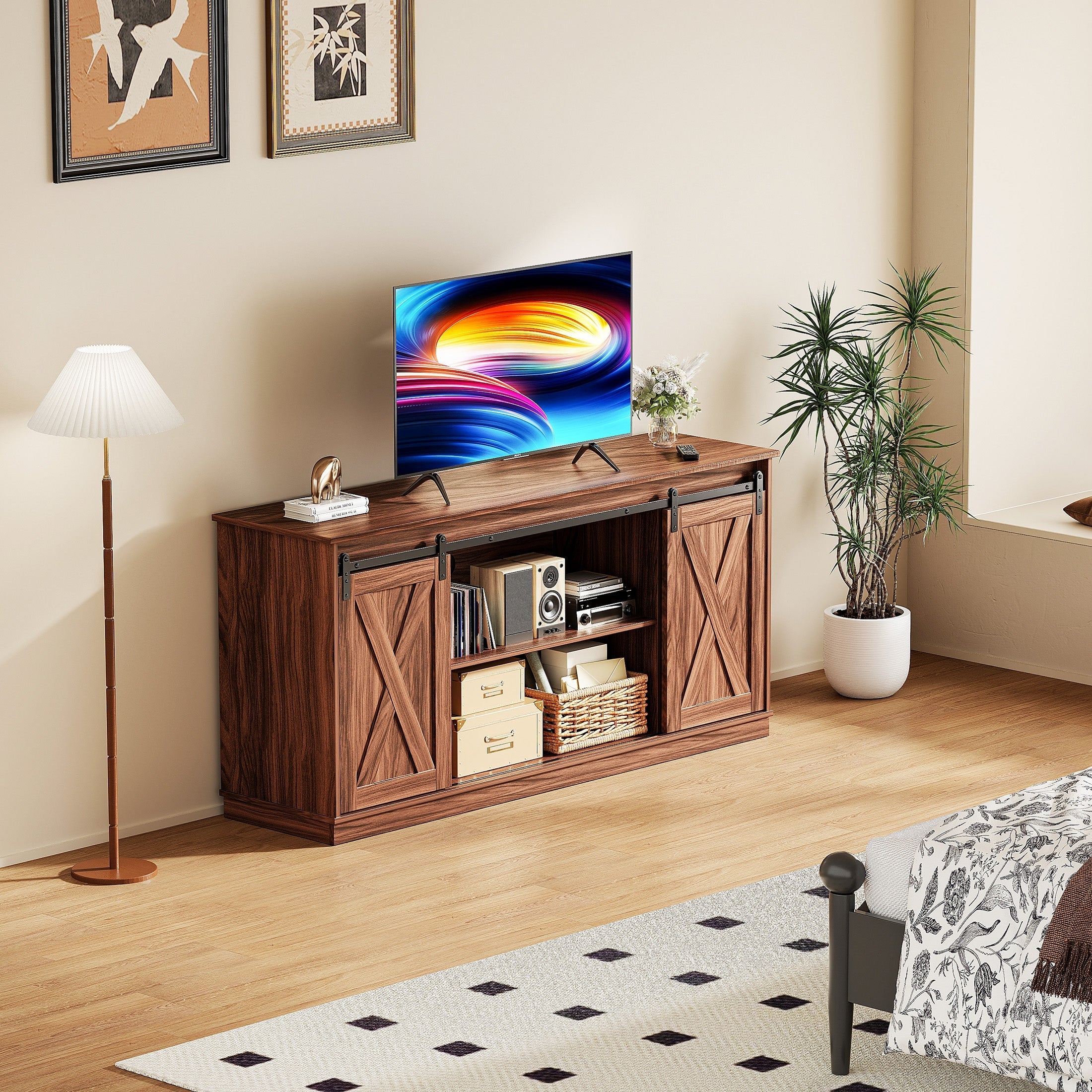 EDX Farmhouse TV Stand with Storage