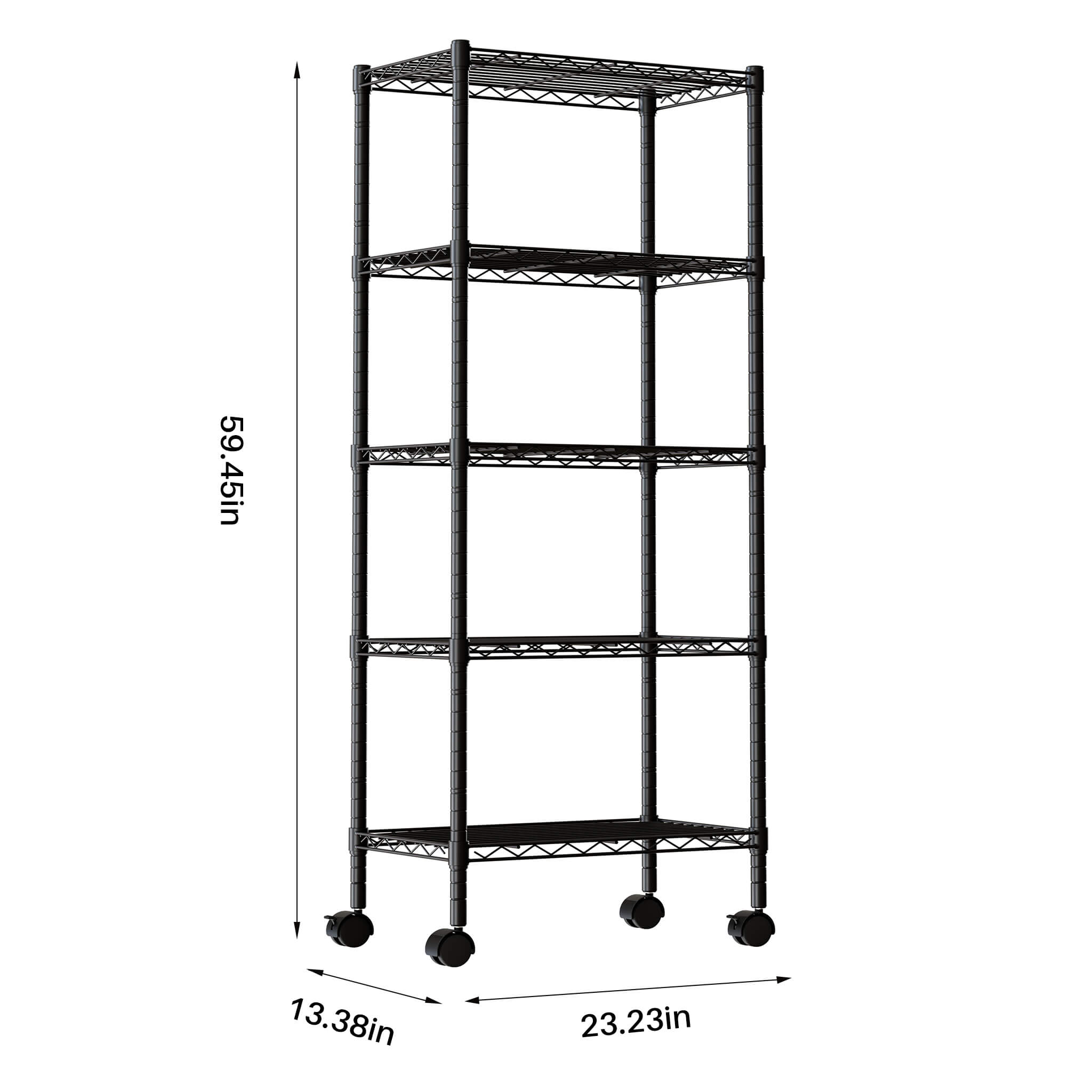 Heavy Duty Rolling Wire Shelving Unit, 3/4/5-Tier Metal Storage Shelf with Wheels