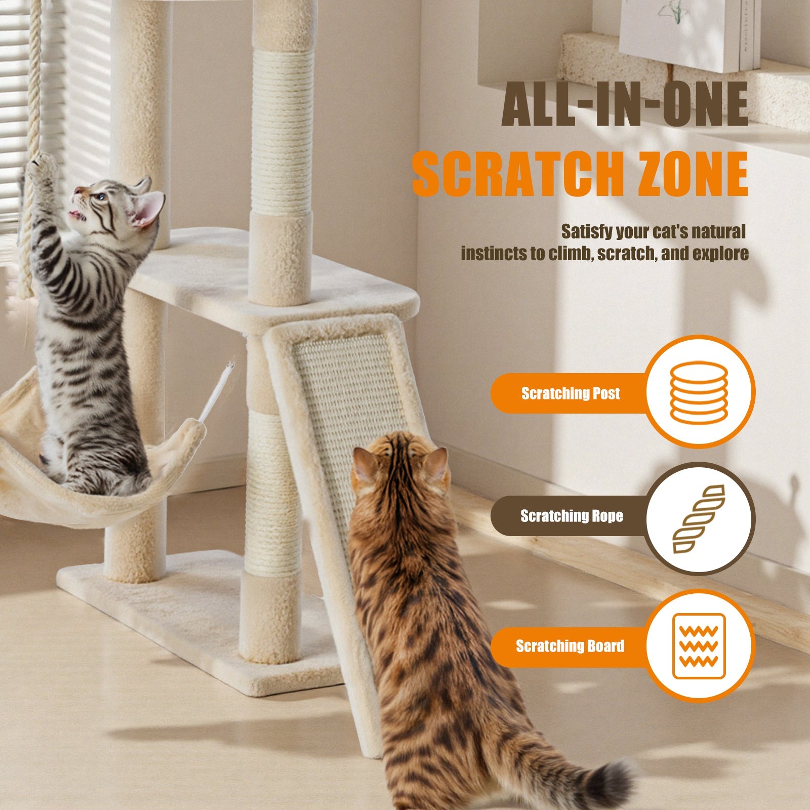 63 Inch Plush Multi-Level Cat Tree Tower