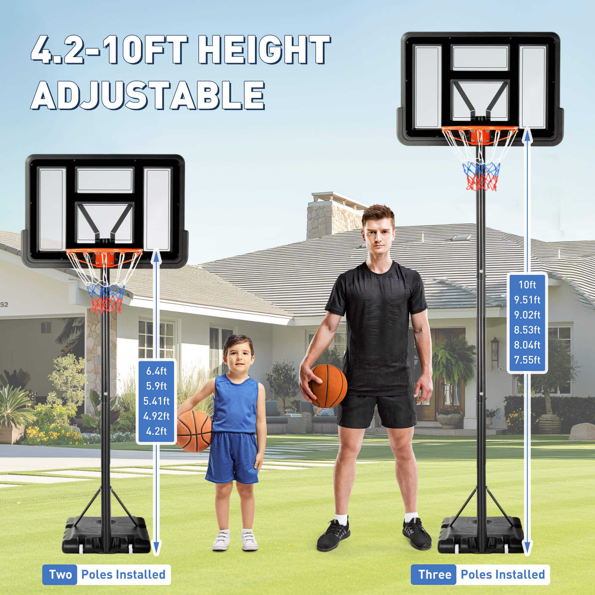 Portable Adjustable Basketball Hoop