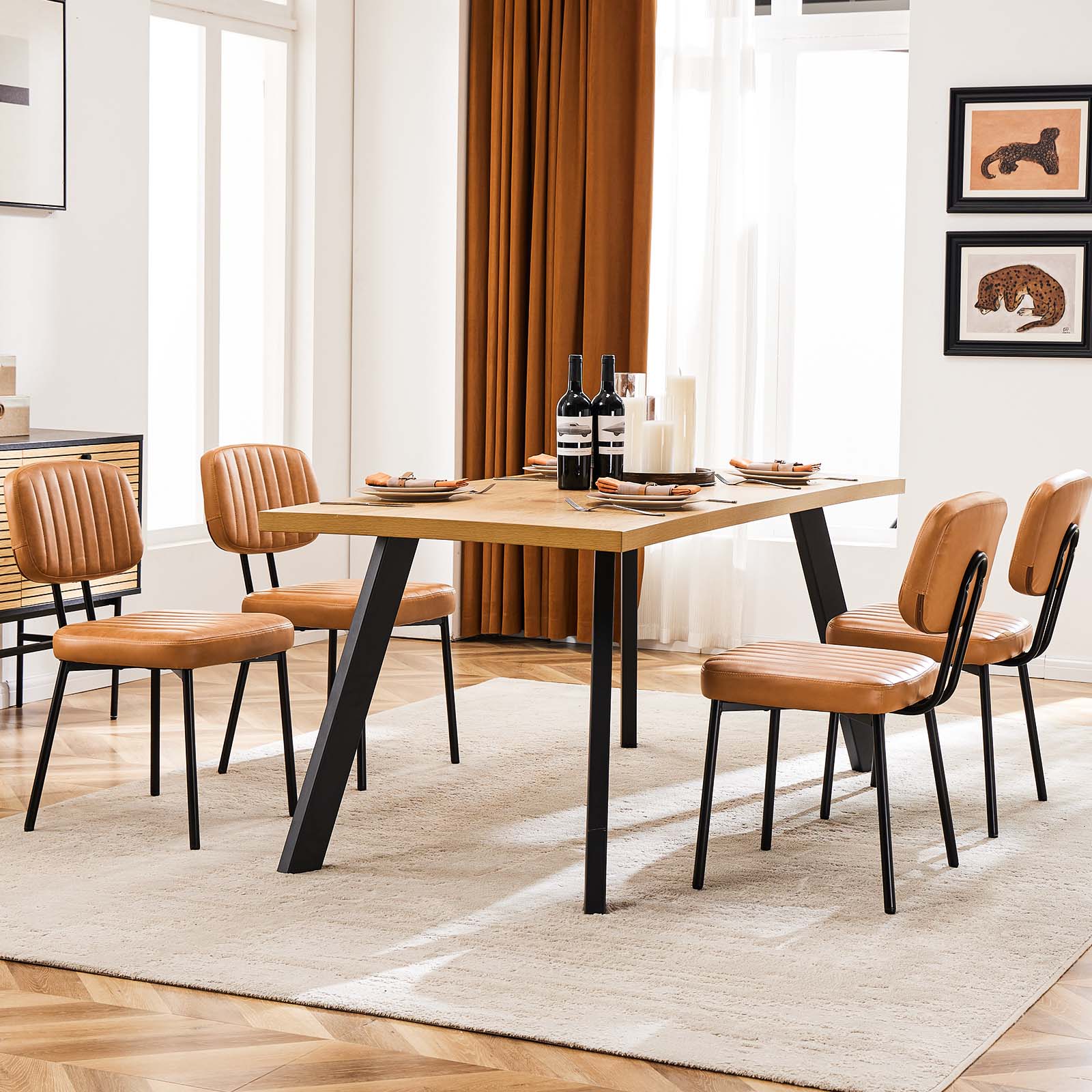 Modern Faux Leather Dining Chairs Set of 2
