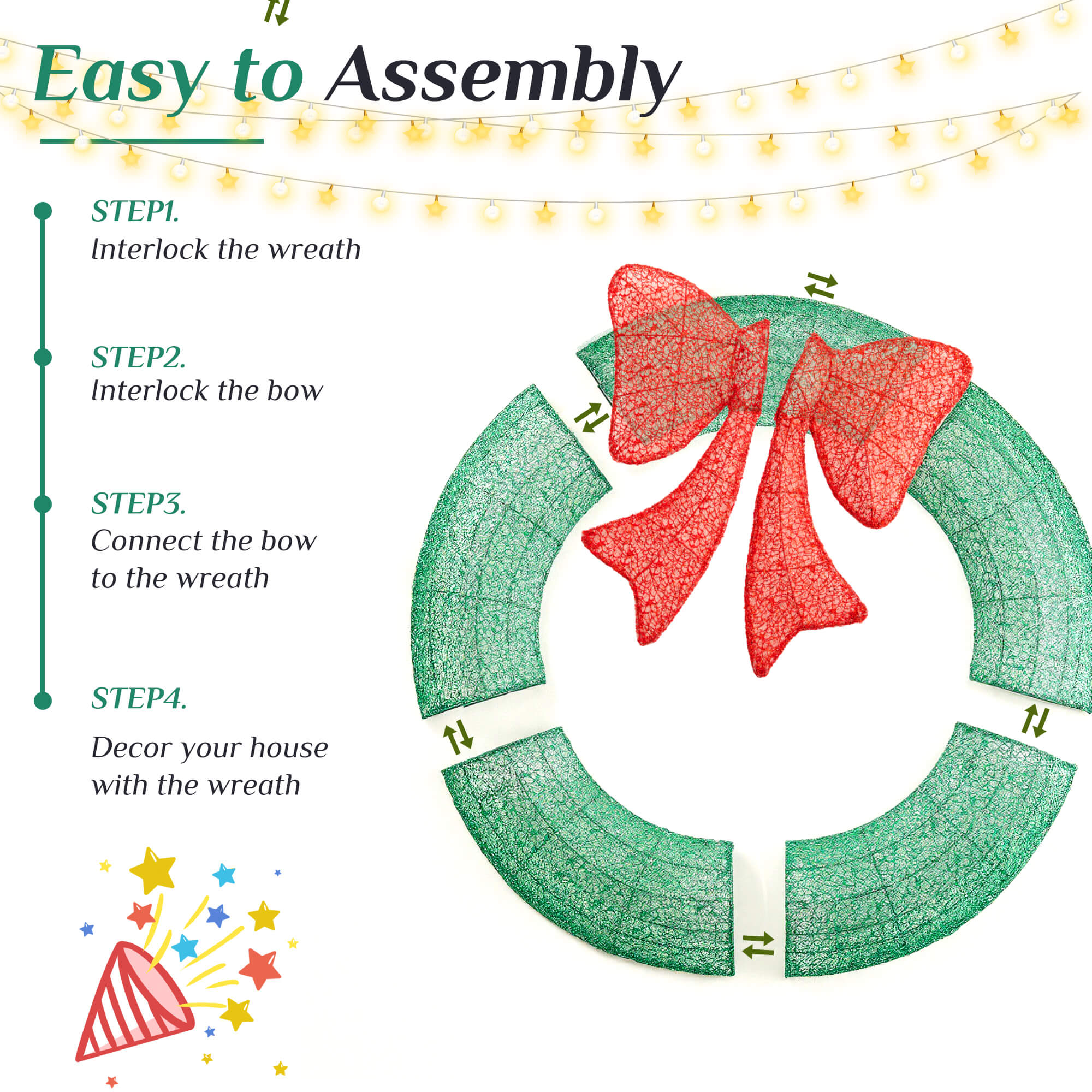 LED Illuminated Christmas Wreath with Remote