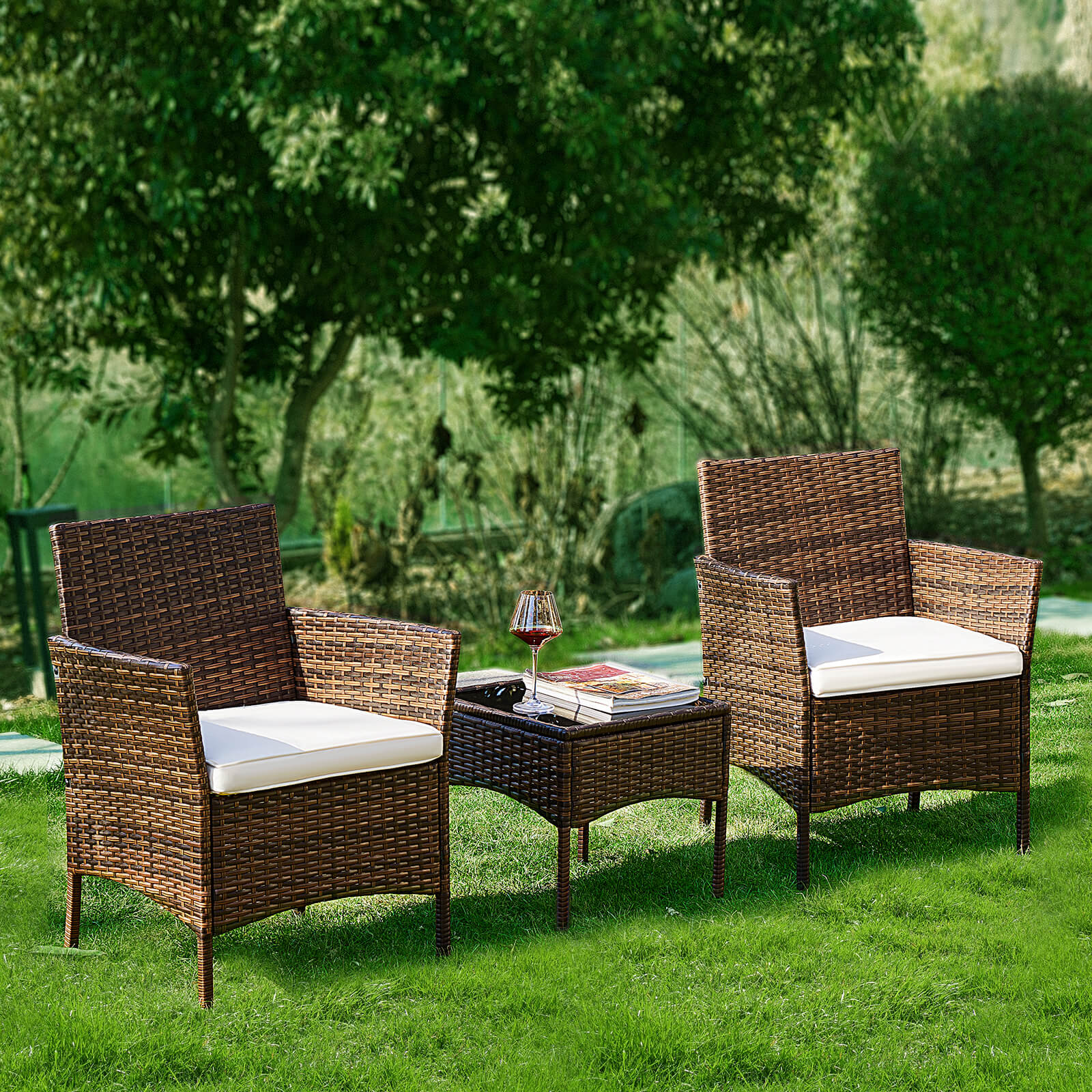 Brown Gray Resin Wicker Patio Rattan Set