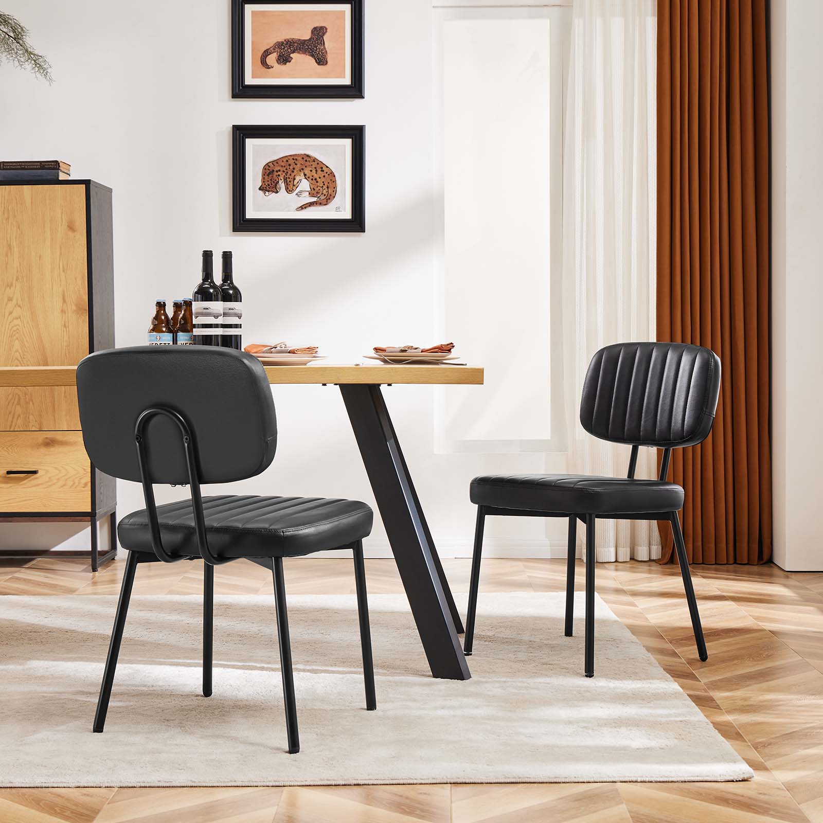 Modern Faux Leather Dining Chairs Set of 2