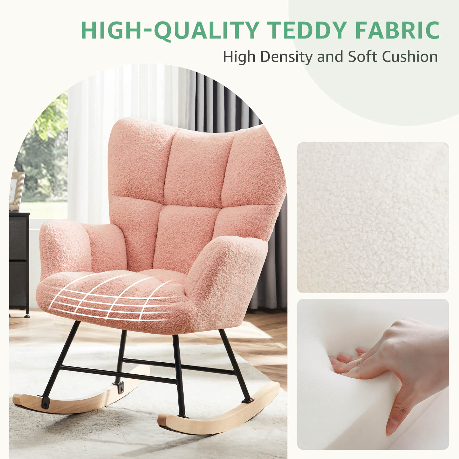 Padded Teddy Upholstered Nursery Rocking Chair
