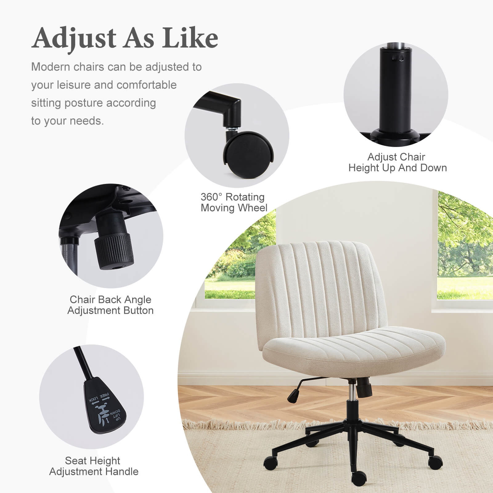 Armless Adjustable Plank Office Chair