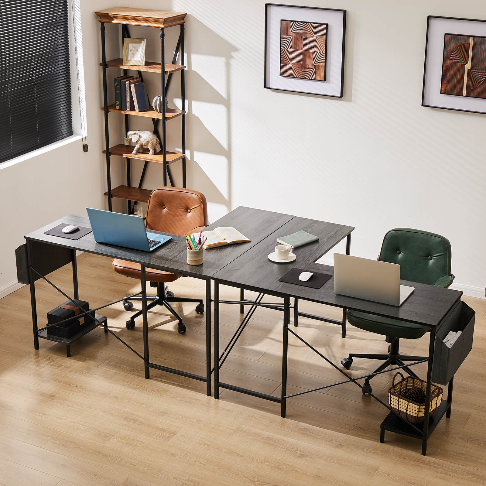 L-Shaped Wood Top Gaming Desk