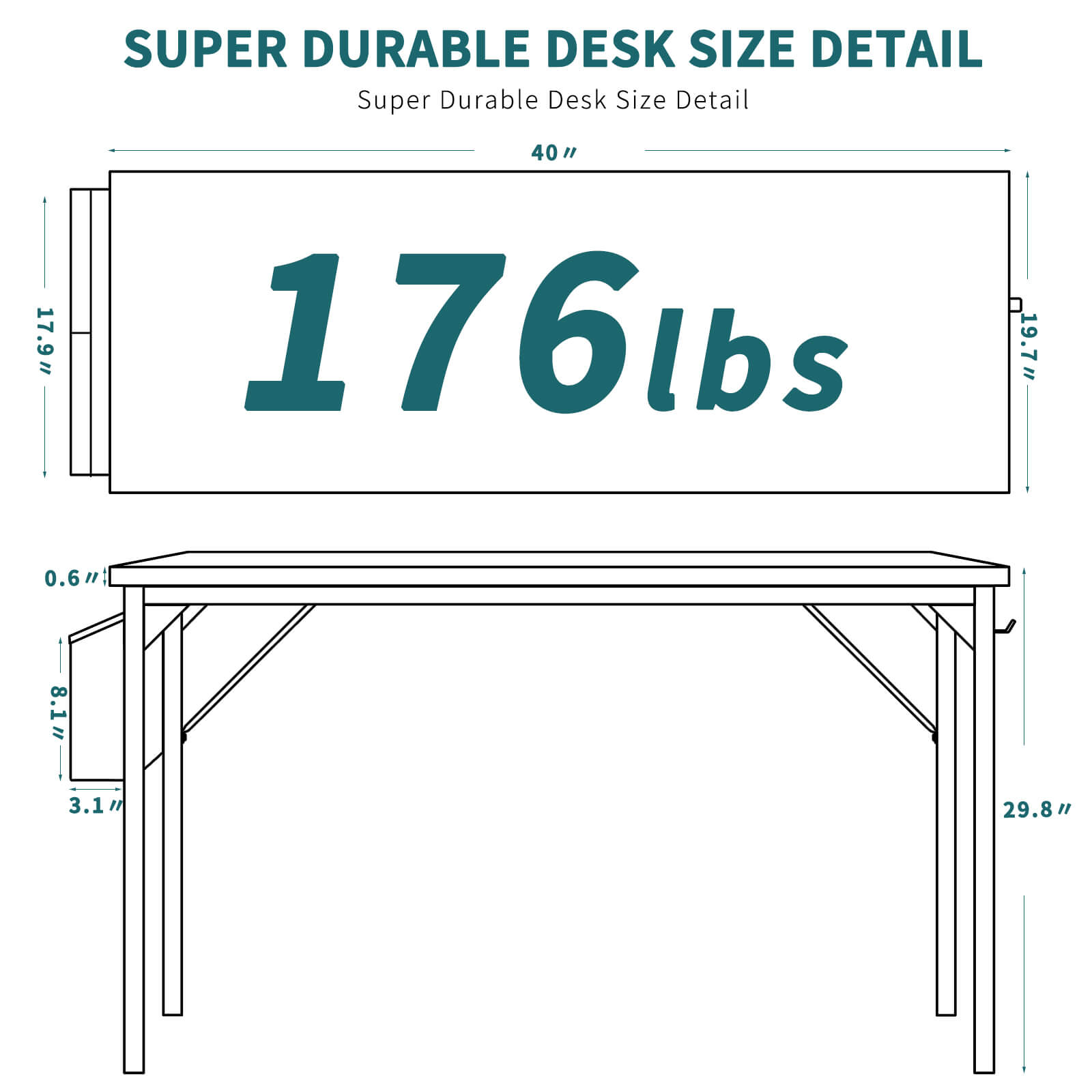 Organizer Computer Desk with Storage Pockets