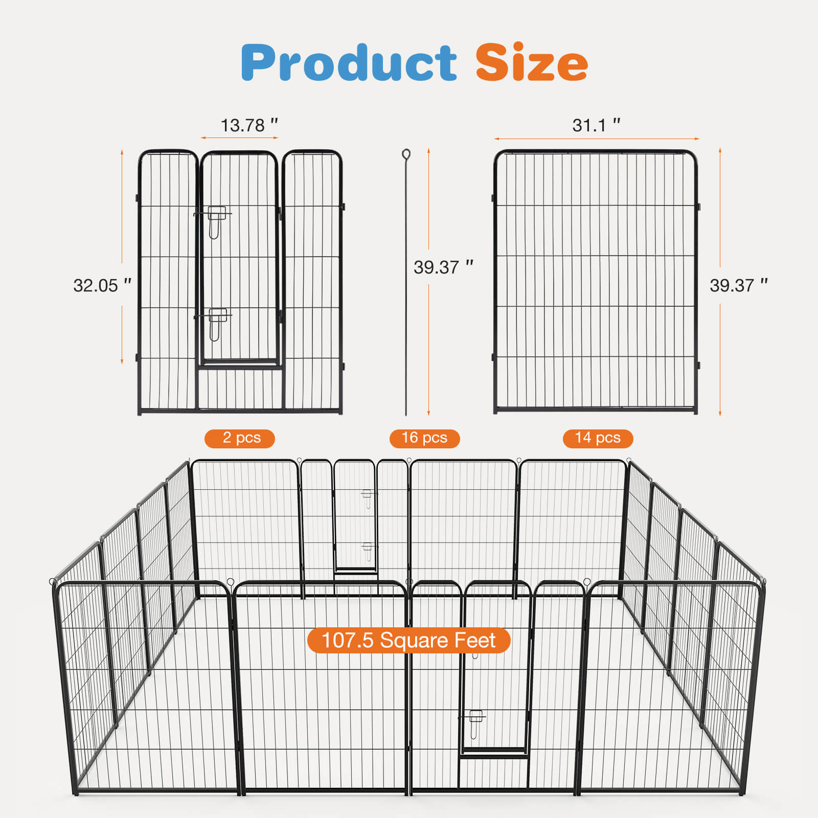 Collapsible Metal Dog Playpen Fence
