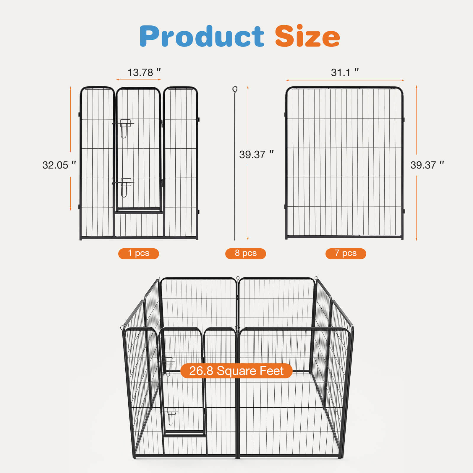 Collapsible Metal Dog Playpen Fence