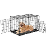 Foldable Double Door Dog Crate with Divider