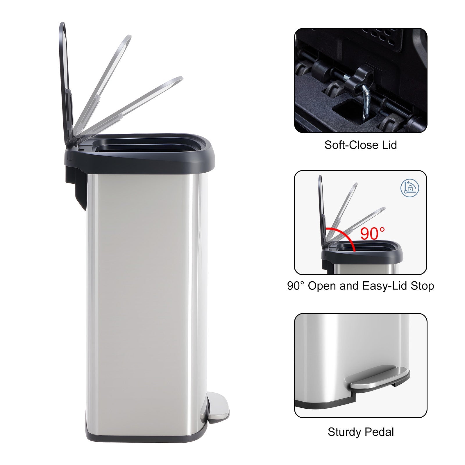 21 Gallon Stainless Steel Step-On Trash Can
