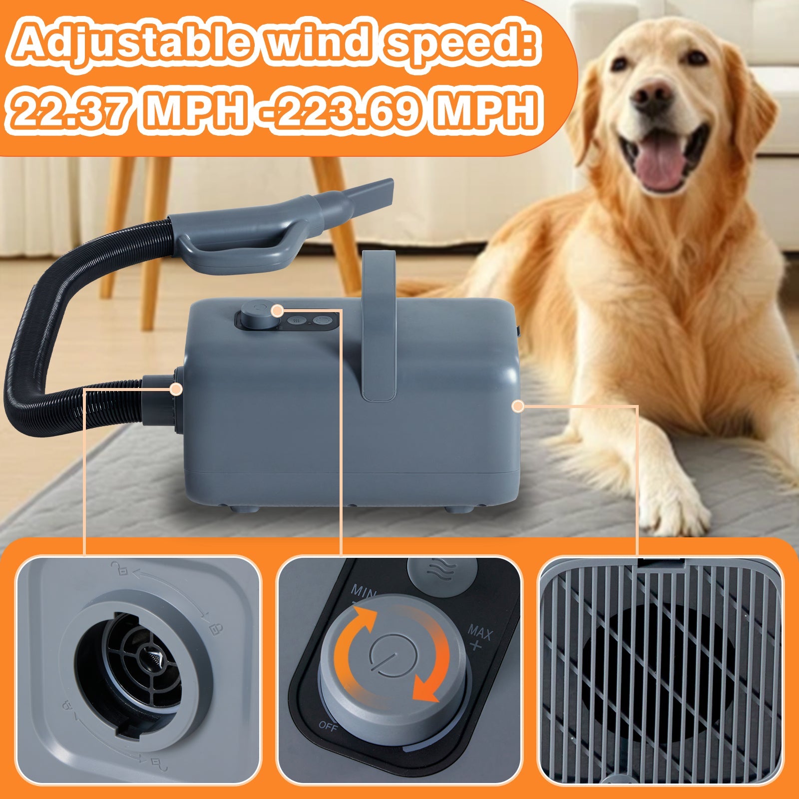 Adjustable Speed Pet Hair Dryer