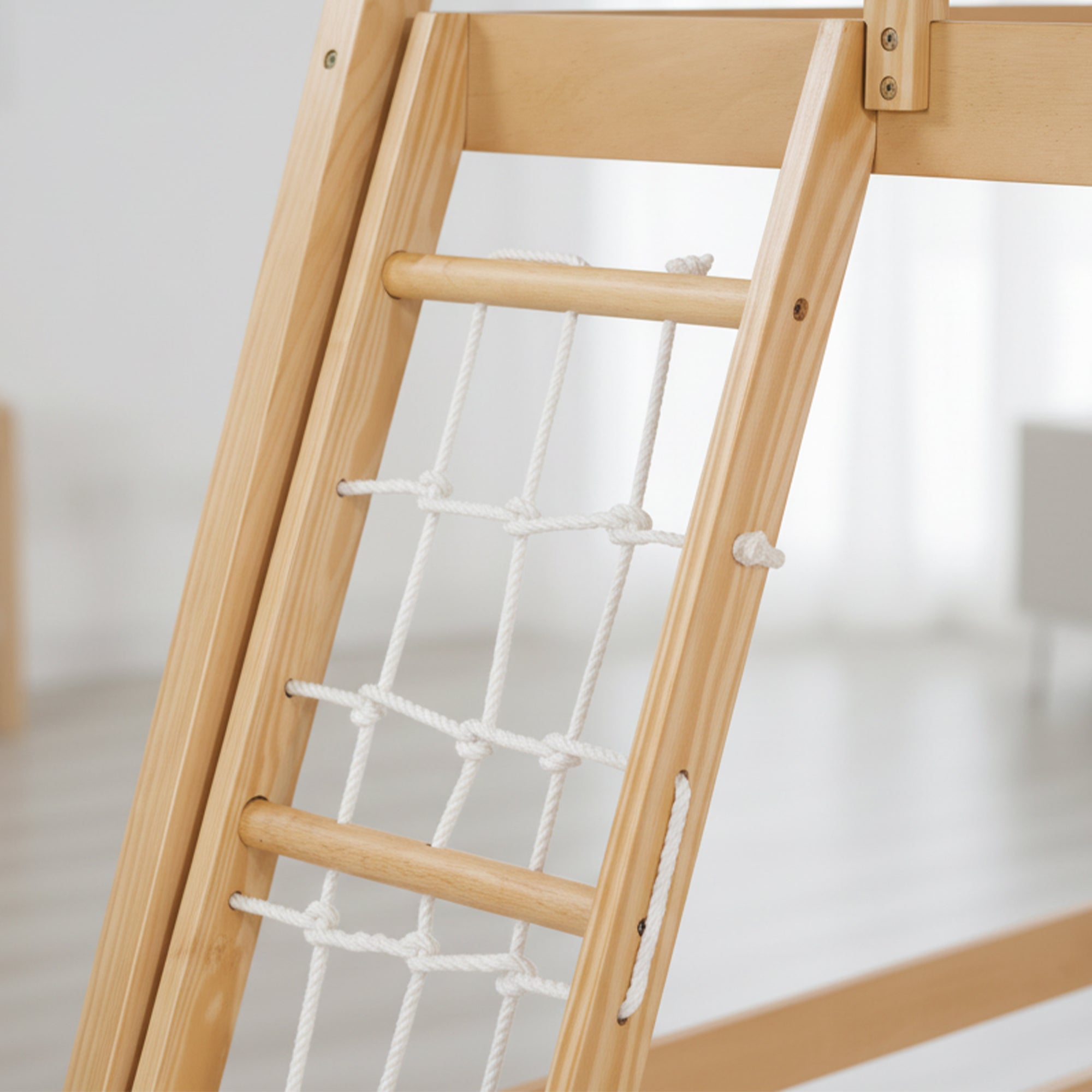Twin Over Full Bunk Bed with Climbing Net & Slide