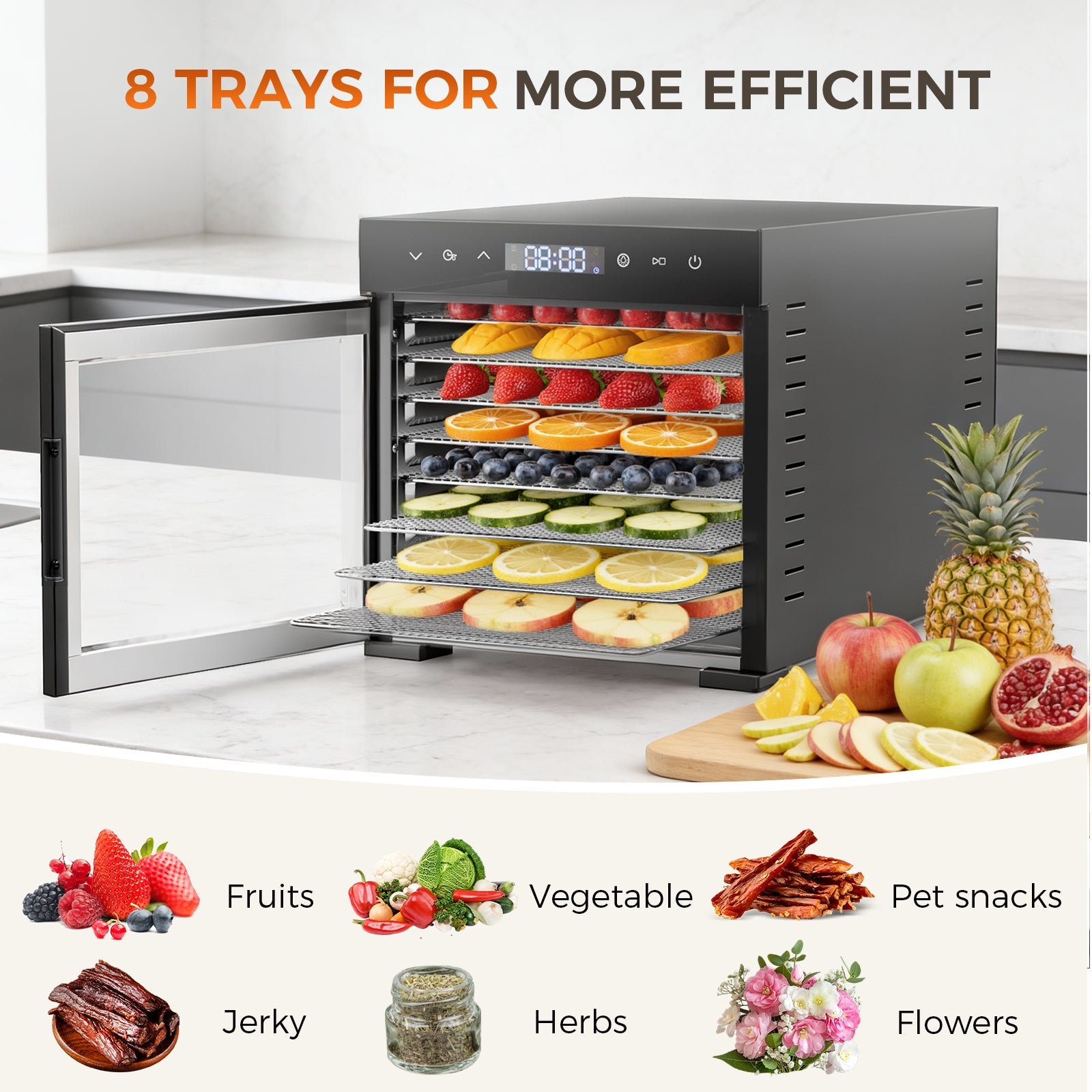 8-Tray Stainless Steel Food Dehydrator