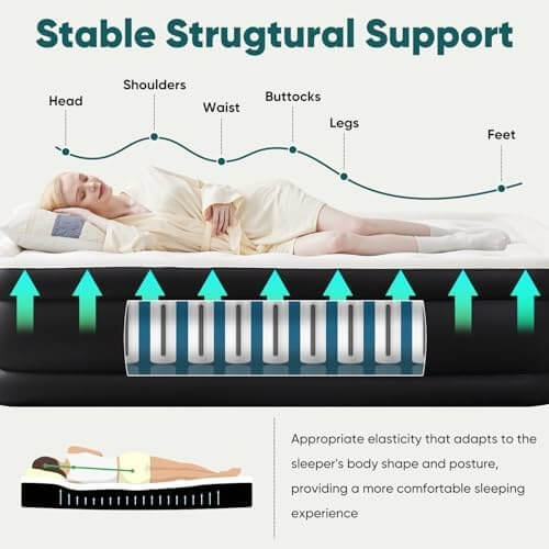 Warebay 16"～22" Queen Air Mattress with Pump, 660lb Capacity Inflatable Blow Up Bed for Home Guest