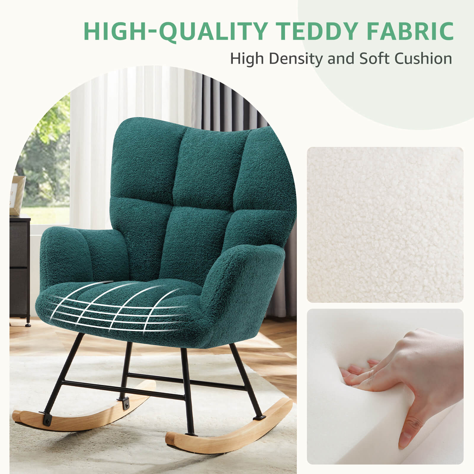 Padded Teddy Upholstered Nursery Rocking Chair