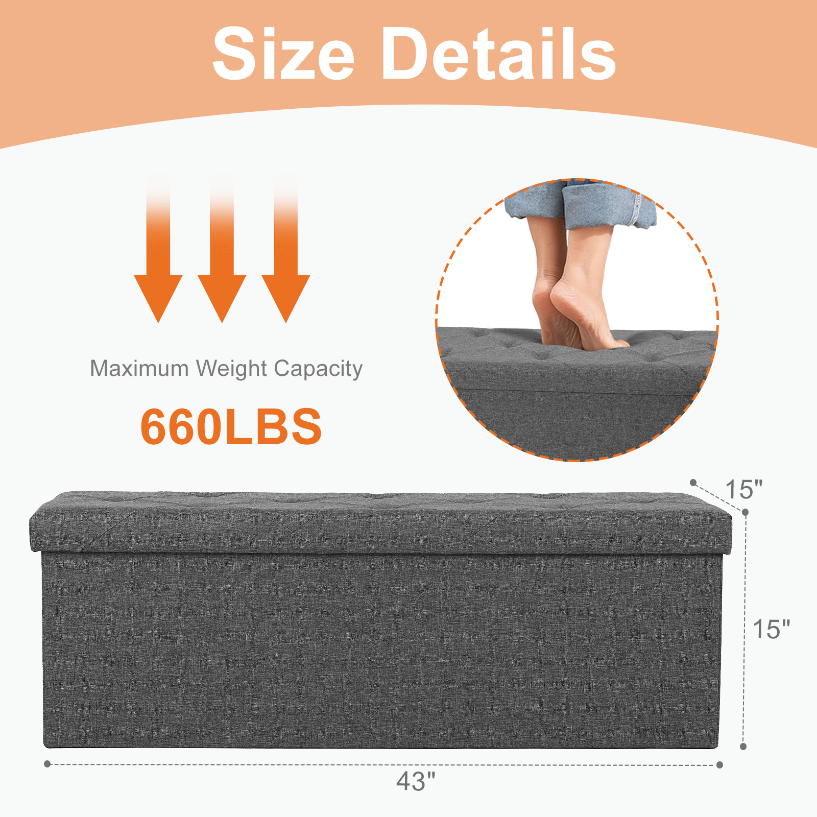 Foldable Linen Storage Ottoman Bench
