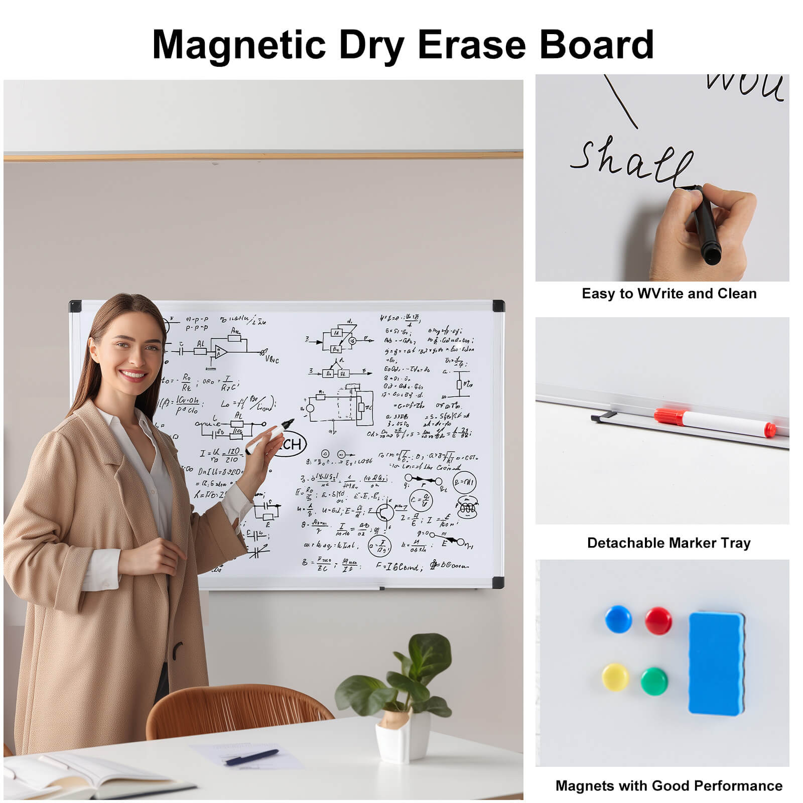 Magnetic Dry Erase Whiteboard 34x22